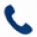 Icône combiné de téléphone incliné bleu